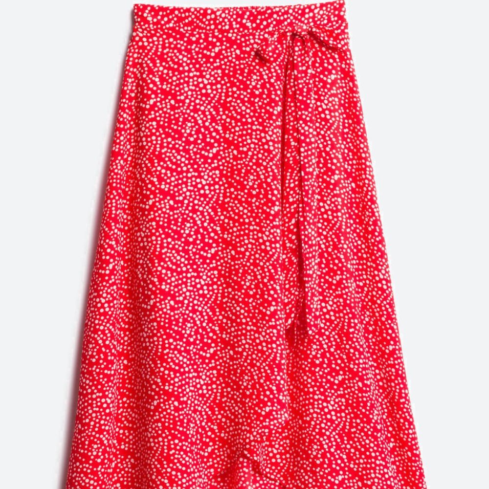 Golda faux wrap midi skirt